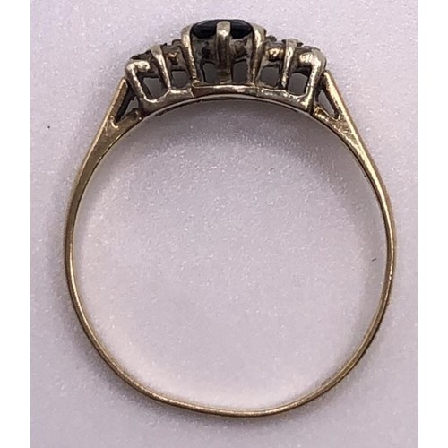 821 - A 9ct gold, sapphire and diamond ring,  ring size O