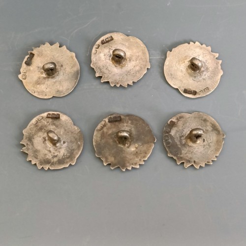 262 - A set of six late Victorian silver buttons, decorated flowers, Birmingham 1902