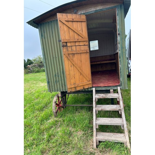 54 - ***Regretfully withdrawn*** A Victorian shepherd's hut, with a draw bar and steps, ideal to use as i... 