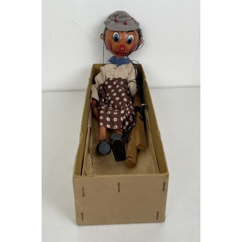 5 - A large Pelham Puppet, Lullabelle, and three others, Old Lady, Mr Turnip, and the Fairy, all boxed