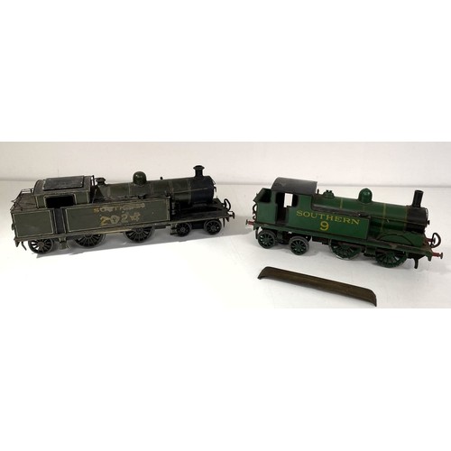 9 - A Leeds Model Co O gauge, 0-6-4 clockwork locomotive, boxed, and another (2)