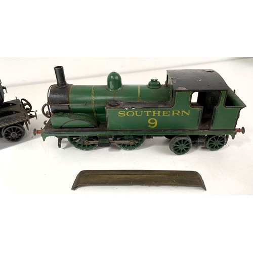 9 - A Leeds Model Co O gauge, 0-6-4 clockwork locomotive, boxed, and another (2)