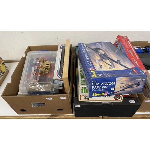 14 - A Revell model kit, of Sea Venom, assorted other model kits, accessories and other items (4 boxes) P... 