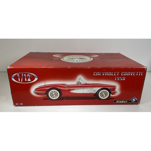 20 - A Solidio 1:12 scale model of a 1958 Chevrolet Corvette, boxed, and assorted other unboxed model car... 