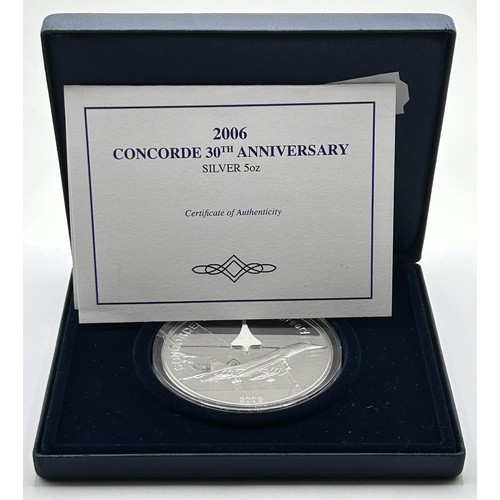 73 - A Westminster Concorde 30th Anniversary silver 5 oz commemorative silver coin, with certificate, cas... 