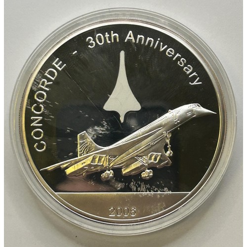 73 - A Westminster Concorde 30th Anniversary silver 5 oz commemorative silver coin, with certificate, cas... 