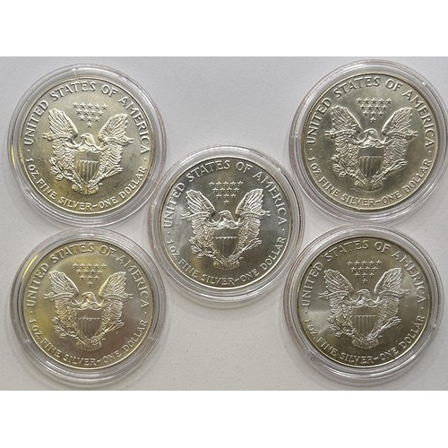 81 - Five American Liberty dollars, 1992-1996