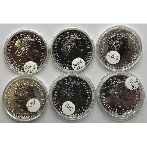 92 - Six Queen Elizabeth II silver coins, 2004, 2005 (2), 2006-2008