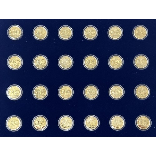 99 - A set of twenty four gold plated Most Expensive Coins of the World, cased, two other coin sets, case... 