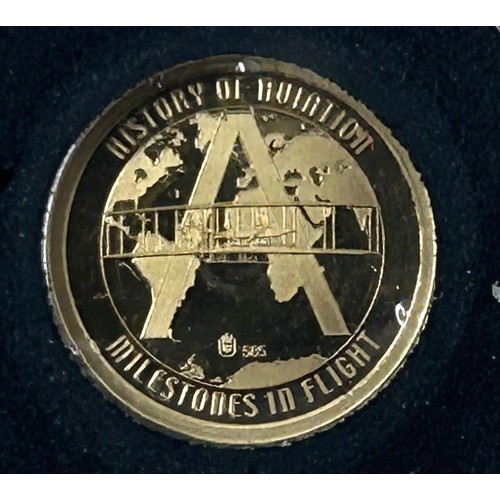 106 - An History of Aviation coin set, with a quarter sovereign