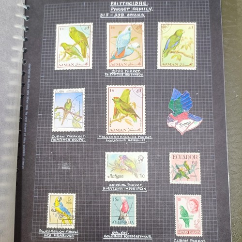 199 - Assorted stamps, including a thematic section of birds (box)