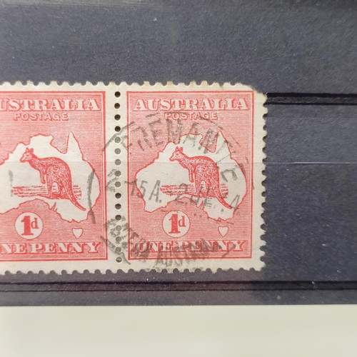 220 - Australia- 1913 1d carmine used strip of four cancelled with the Freemantle cds with watermark inver... 