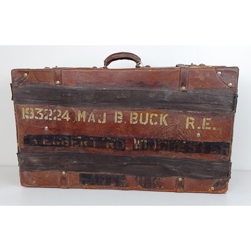 271 - Major Bernard Buck RE, his military/campaign folding bed, a suitcase with his name, and other items ... 