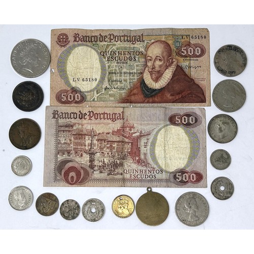 111 - Assorted world coins and banknotes