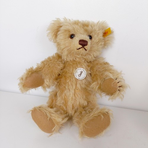 45 - A modern Steiff teddy bear, well loved, other teddy bears and dolls (3 boxes)