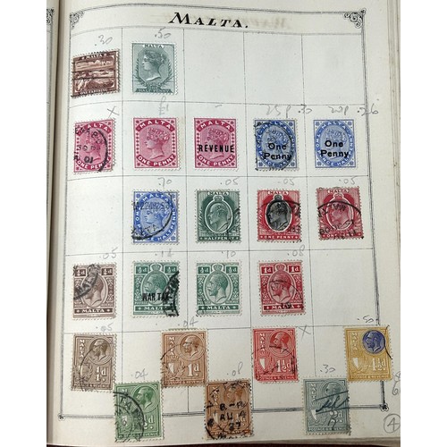 228 - An album of stamps, including a penny black, trimmed to the bottom