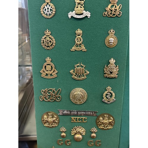 305 - A collection of assorted badges and shoulder titles, including the Tank Regiment and Machine Gun Cor... 