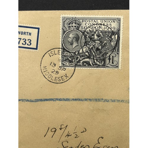 234 - Great Britain - Fine 1929 registered cover from Isleworth to Paris franked with the 1929 Postal Unio... 