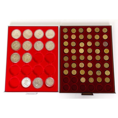 115 - Assorted American and other coins, in a cabinet