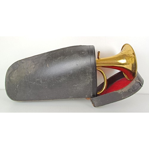 506 - A brass tenor horn, by Renown, London, with a leather case