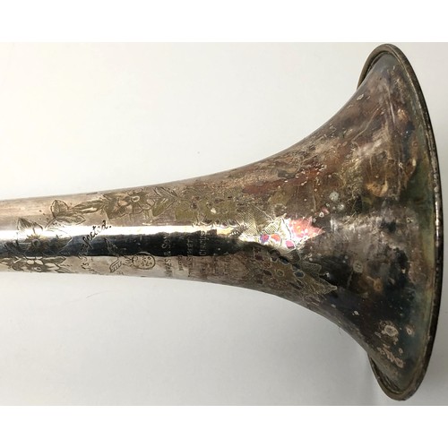 518 - A silver plated trombone, cased