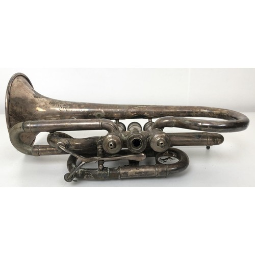 520 - A Silbron silver plated Cornet in a leather case