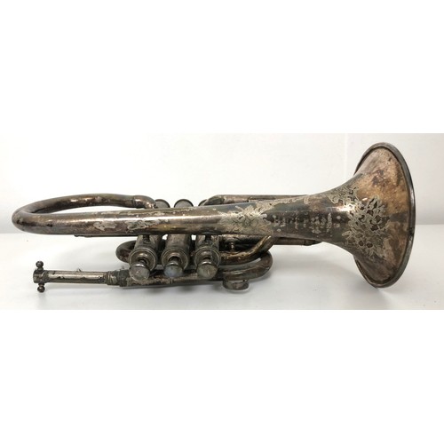 520 - A Silbron silver plated Cornet in a leather case