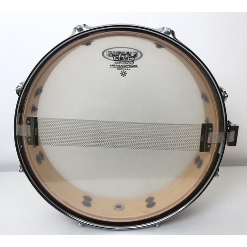 521 - A Pearl piccolo side drum, 13 inches, in a soft carry case, two tambourines, a Bodran, a ukulele, a ... 