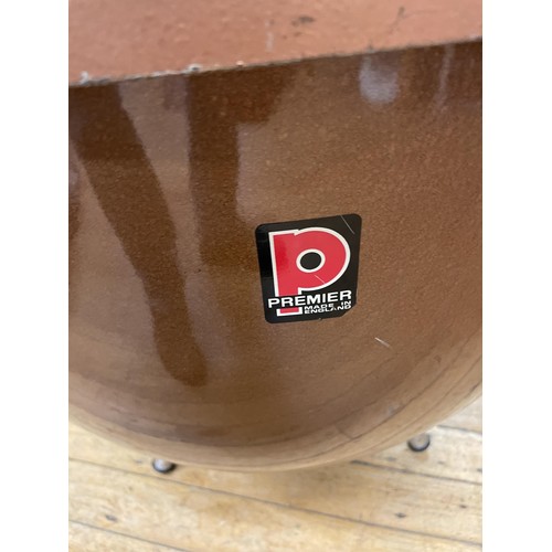 528 - A pair of Premier Academy timpani (kettle drums), with Premier heads, telescopic legs, wooden head p... 