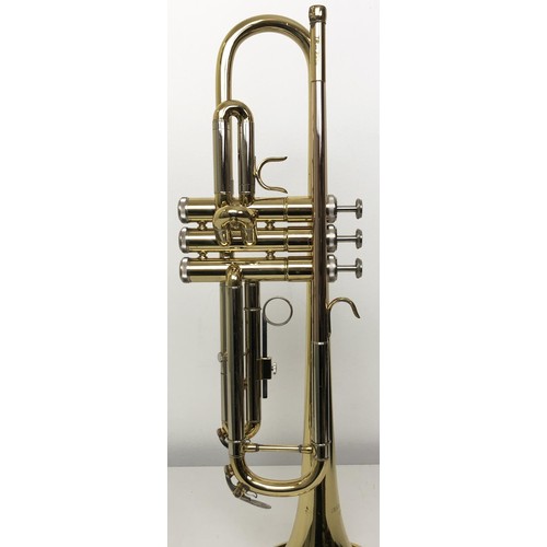 530 - A John Packer Ltd Blues 151 trumpet, cased, and a music stand (2)