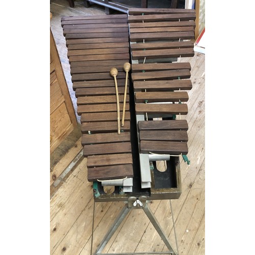 533 - A J C Deagan type marimba, in a hard case, with a stand