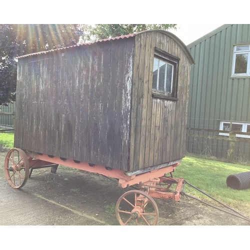 551 - A late 19th/early 20th century shepherd's hut, in largely original condition, with steps and a draw ... 