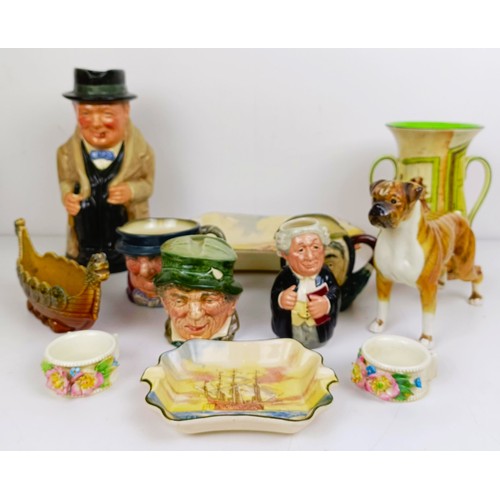 578 - A Royal Doulton Winston Churchill jug, and assorted other Royal Doulton (box)