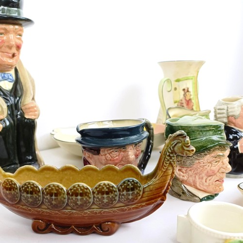 578 - A Royal Doulton Winston Churchill jug, and assorted other Royal Doulton (box)