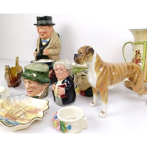 578 - A Royal Doulton Winston Churchill jug, and assorted other Royal Doulton (box)