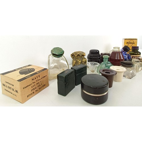 645 - Assorted inkwells (box)