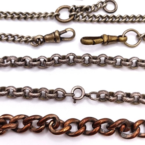 788 - A silver coloured metal chain, and assorted other chains