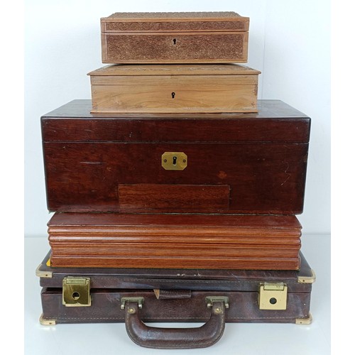 570 - A mahogany box, and assorted other boxes (qty)