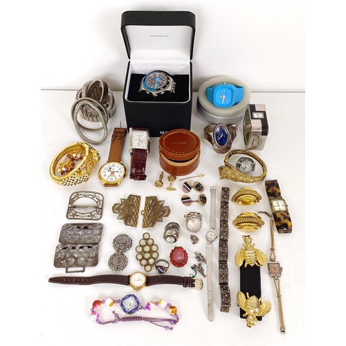 807 - A Breil dress watch, cased, and assorted costume jewellery (box)