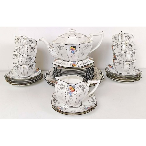 579 - A Shelley Queen Anne shape tea set, decorated flowers (qty)