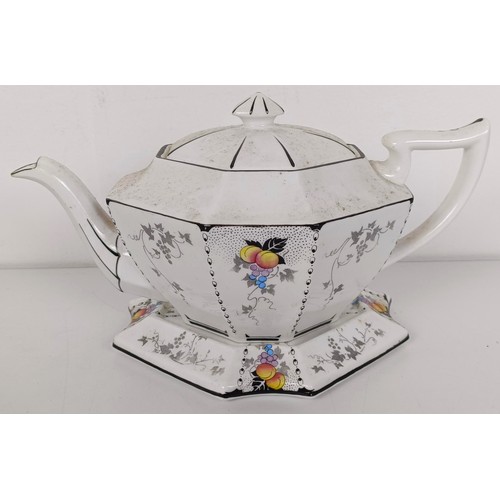 579 - A Shelley Queen Anne shape tea set, decorated flowers (qty)