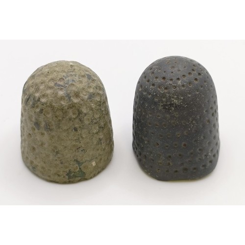 836 - A 19th century thimble, another, and a small collection of coins