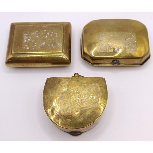 837 - A 19th century brass snuff box, and two others (3)