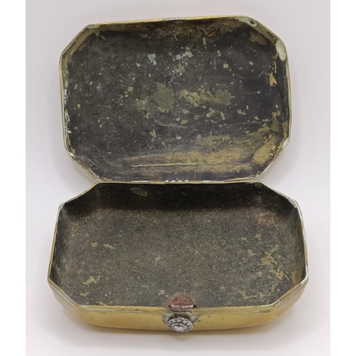 837 - A 19th century brass snuff box, and two others (3)