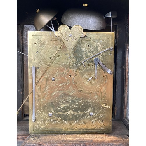 852 - A late 17th/early 18th century bracket clock, with repeat, the engraved back plate signed Nicolas Ma... 