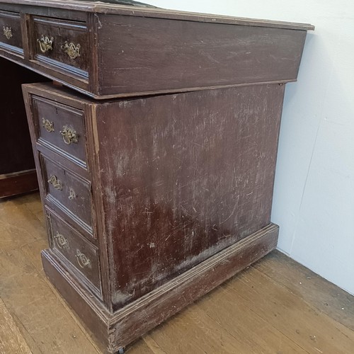 912 - A Victorian mahogany pedestal desk, of nine drawer configuration, 123 cm wide