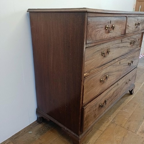 914 - A George III mahogany chest, having two short and three long drawers, 124 cm wide