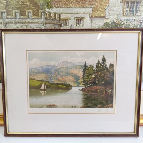 627 - Walter, river scene, oil on board, signed, 83 x 42 cm, a still life, two prints (4) Provenance: Sold... 