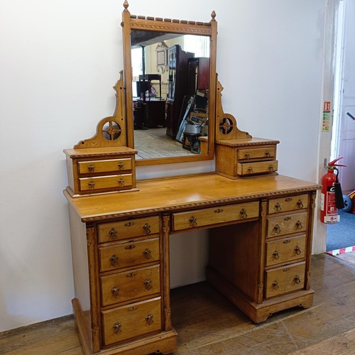 929 - An Arts & Crafts inlaid ash dressing table, in the manner of Bruce Talbot, 132 cm wide