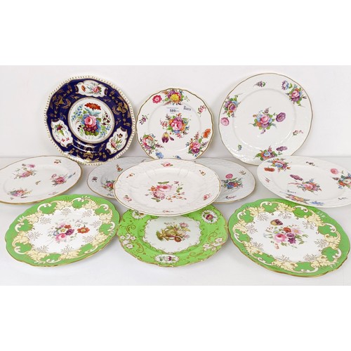 589 - A cabinet plate, decorated flowers, and assorted other plates (qty)